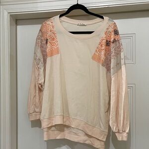 Free People Patchwork Eyelet Ribbed Long Sleeve
size M